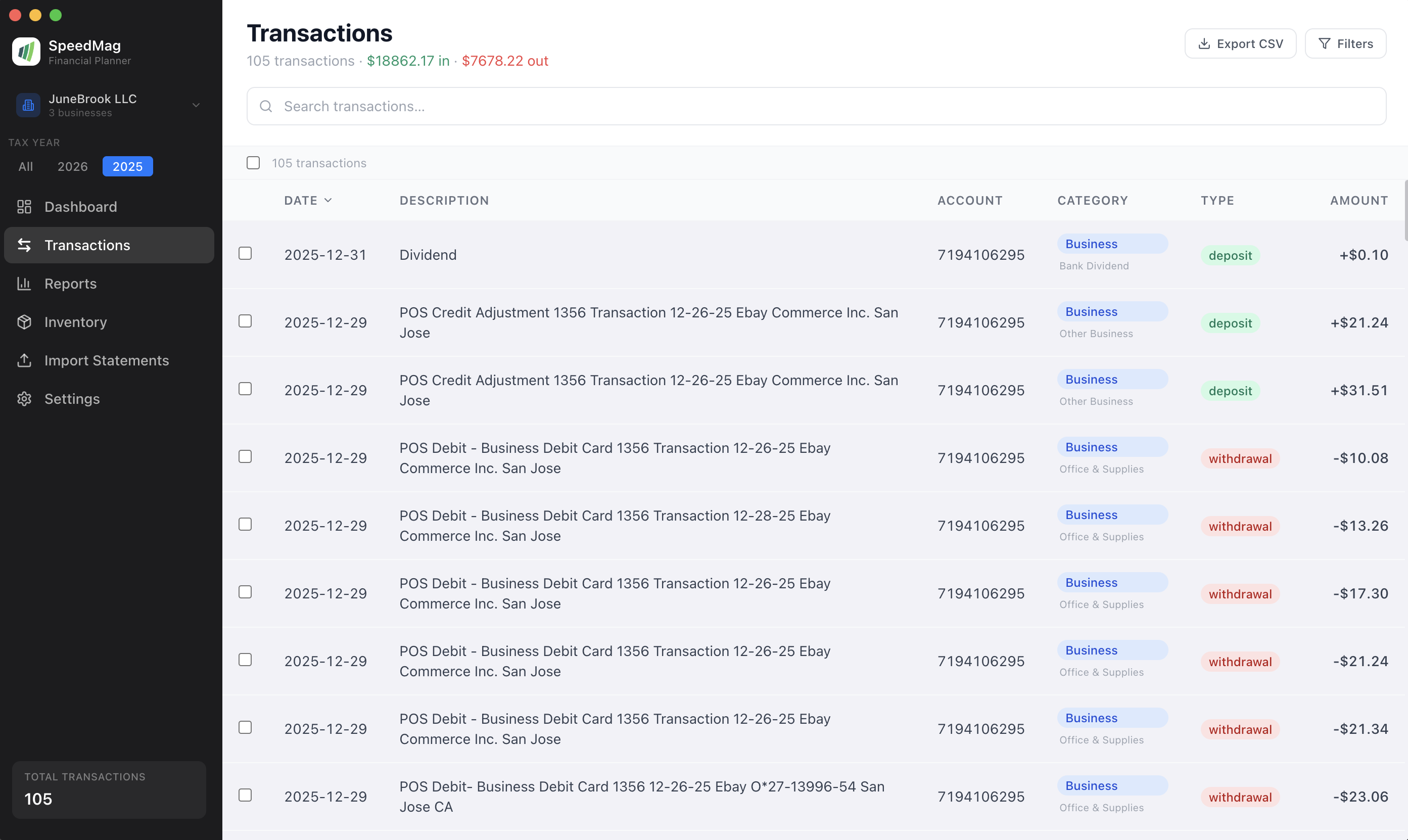 SpeedMag Transactions
